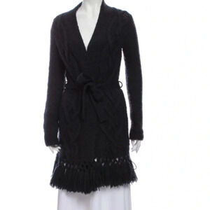 Rebecca Taylor Cardigan cable knitted black mohair size XS-S​​​